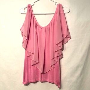 Joyce Leslie  Pink T Shirt Lotus Deep V- Neck Chiffon Size S